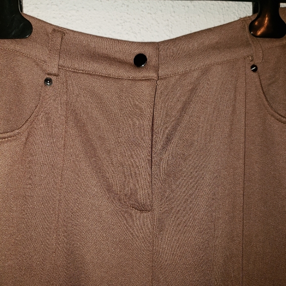 FOR LOVE & LEMONS Shannon Pants Camel Wide Leg Front Seam Knit Trousers Sz S - Picture 5 of 13